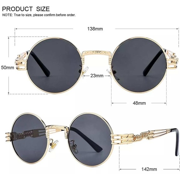 Stylish&Cool, Vintage Round John Lennon Sunglasses Men Women US UV400 Lentes New - Picture 7 of 10